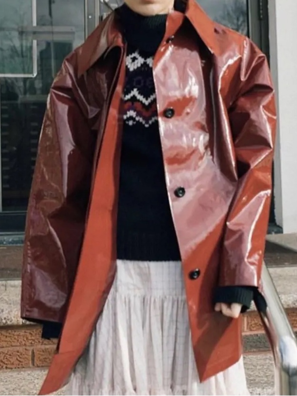 Oversized Patent Trench Coat